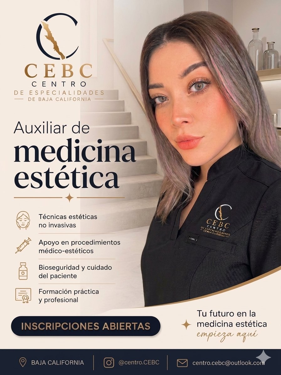 Flyer del curso Auxiliar de Medicina Estética - CEBC